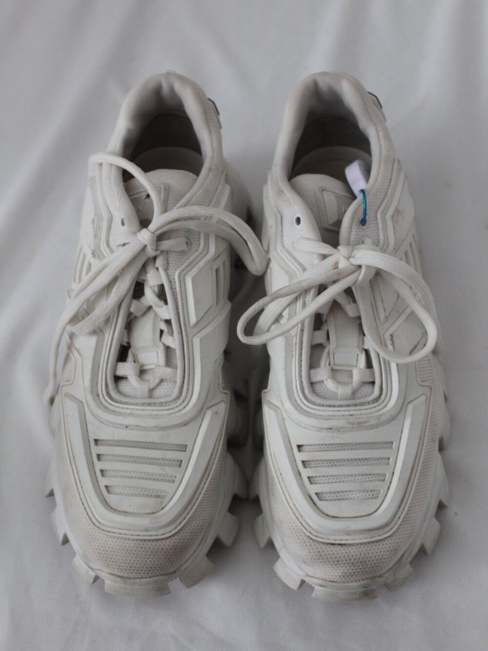 PRADA Cloudburst Thunder Sneakers Trainers Chunky Sole Lace Up White 38.5